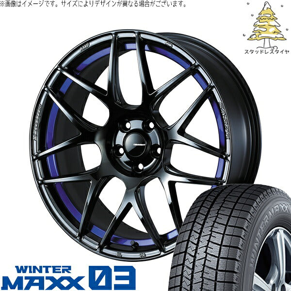 ダンロップ ウィンターマックス03 215/55R17 ＋ ウェッズスポーツ SA27R ブルーライトクローム2 17インチ 6.5J +42 5H100P スタッドレス・ホイール4本セット。1枚目。