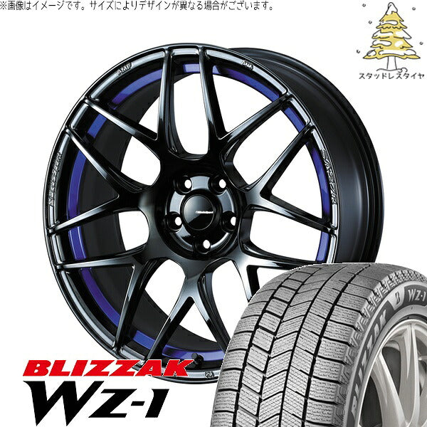ブリヂストン ブリザック WZ-1 225/40R18 ＋ ウェッズスポーツ SA27R ブルーライトクローム2 18インチ 8J +42 5H114.3P スタッドレス・ホイール4本セット。1枚目。