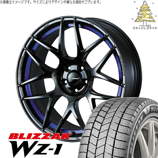 ブリヂストン ブリザック WZ-1 195/45R17 ＋ ウェッズスポーツ SA27R ブルーライトクローム2 17インチ 6.5J +42 4H100P スタッドレス・ホイール4本セット。1枚目。