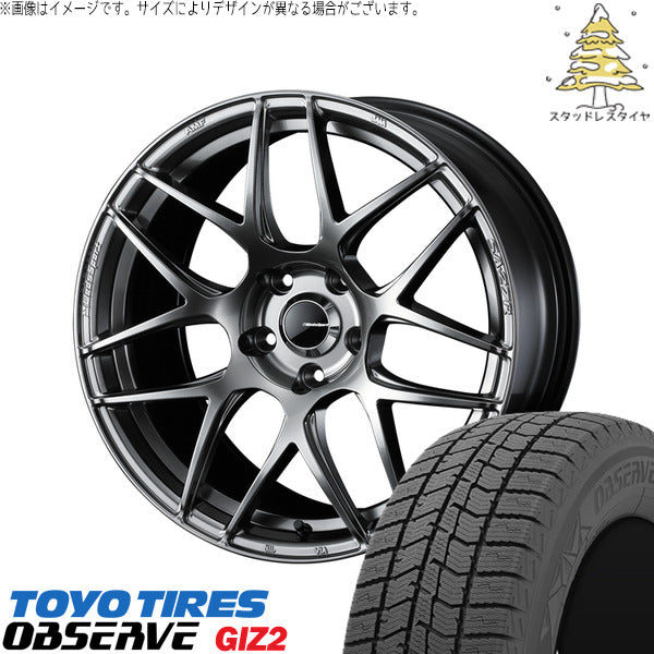 トーヨータイヤ OBSERVE 215/45R17 ＋ ウェッズスポーツ SA27R プラチナシルバーブラック 17インチ 6.5J +42 5H100P スタッドレス・ホイール4本セット。1枚目。