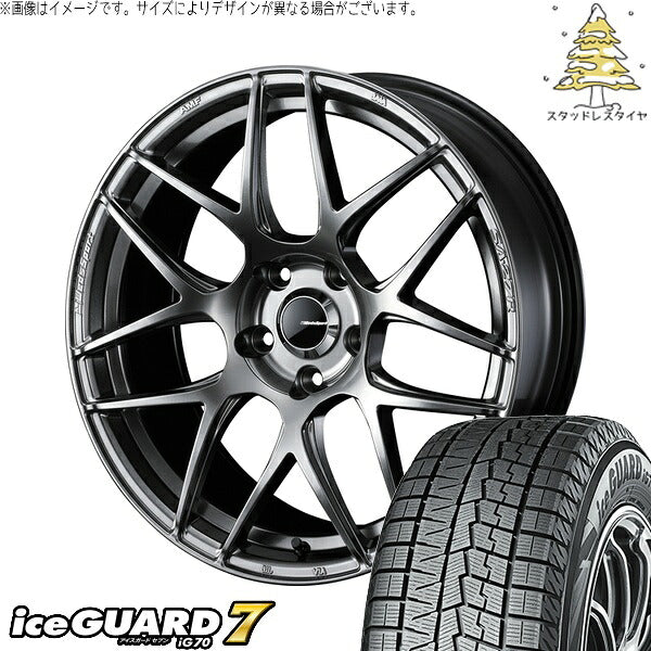 ヨコハマタイヤ アイスガードセブン IG70 165/60R15 ＋ ウェッズスポーツ SA27R プラチナシルバーブラック 15インチ 5J +45 4H100P スタッドレス・ホイール4本セット。1枚目。