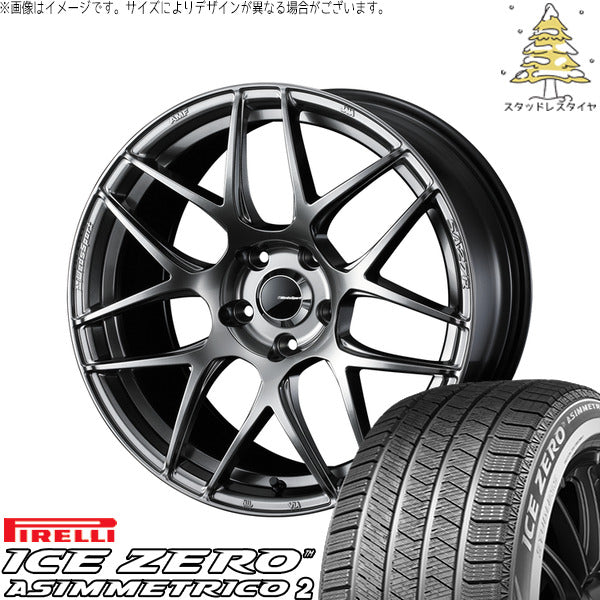 ピレリ アイスゼロアシンメトリコ2 225/45R17 ＋ ウェッズスポーツ SA27R プラチナシルバーブラック 17インチ 7J +40 5H114.3P スタッドレス・ホイール4本セット。1枚目。