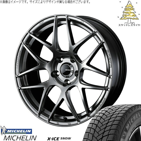 ミシュラン エックスアイス スノー 195/55R16 ＋ ウェッズスポーツ SA27R プラチナシルバーブラック 16インチ 6.5J +50 4H100P スタッドレス・ホイール4本セット。1枚目。