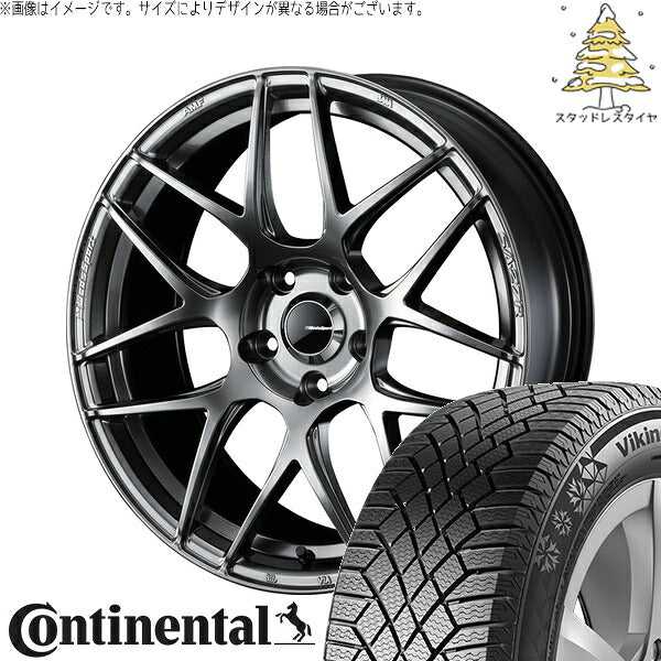 コンチネンタル バイキングコンタクト7 225/55R17 ＋ ウェッズスポーツ SA27R プラチナシルバーブラック 17インチ 7.5J +45 5H114.3P スタッドレス・ホイール4本セット。1枚目。