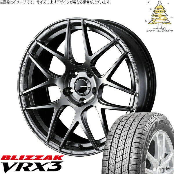 ブリヂストン ブリザック VRX3 235/55R18 ＋ ウェッズスポーツ SA27R プラチナシルバーブラック 18インチ 7.5J +35 5H114.3P スタッドレス・ホイール4本セット。1枚目。