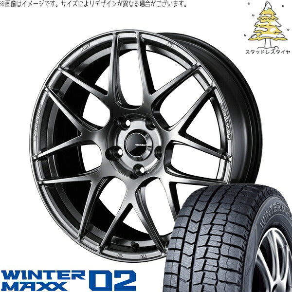 ダンロップ ウィンターマックス02 225/60R17 ＋ ウェッズスポーツ SA27R プラチナシルバーブラック 17インチ 7J +53 5H114.3P スタッドレス・ホイール4本セット。1枚目。