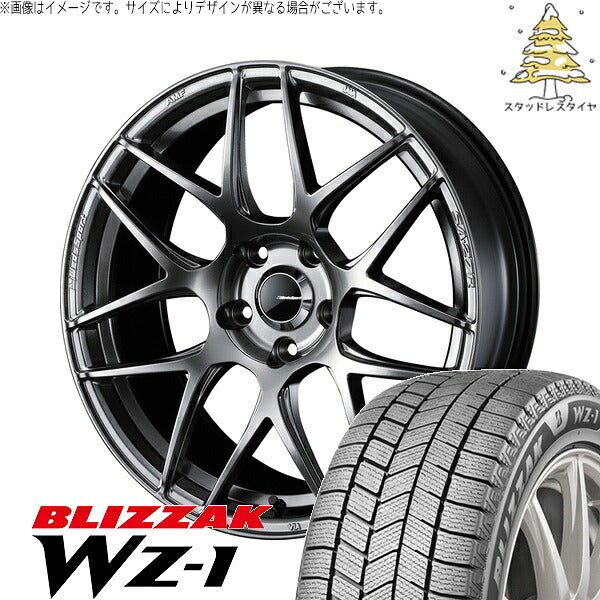 ブリヂストン ブリザック WZ-1 195/50R19 ＋ ウェッズスポーツ SA27R プラチナシルバーブラック 19インチ 8.5J +45 5H114.3P スタッドレス・ホイール4本セット。1枚目。