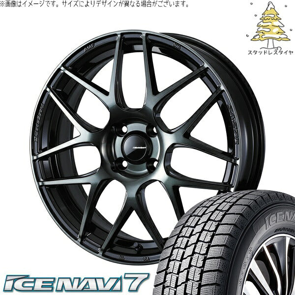 グッドイヤー アイスナビ7 175/60R16 ＋ ウェッズスポーツ SA27R ウォースブラッククリアー 16インチ 5J +45 4H100P スタッドレス・ホイール4本セット。1枚目。