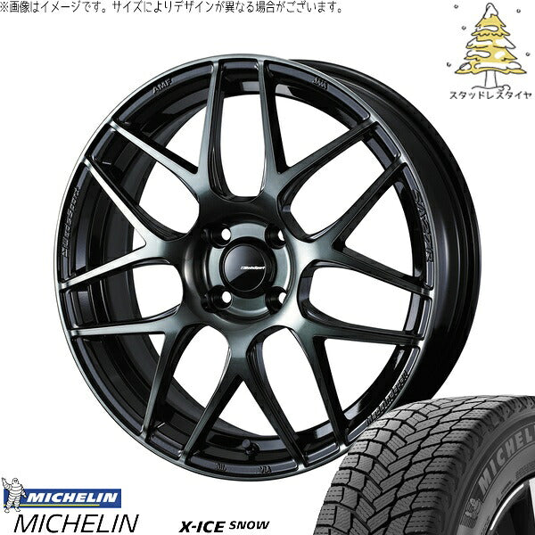 ミシュラン エックスアイス スノー 215/70R16 ＋ ウェッズスポーツ SA27R ウォースブラッククリアー 16インチ 6.5J +42 4H100P スタッドレス・ホイール4本セット。1枚目。