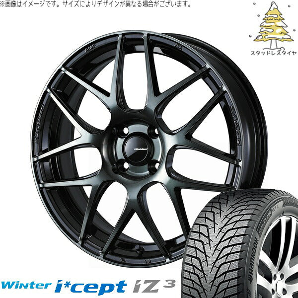 ハンコック ウィンターアイセプト IZ3 W636 195/55R16 ＋ ウェッズスポーツ SA27R ウォースブラッククリアー 16インチ 6.5J +50 4H100P スタッドレス・ホイール4本セット。1枚目。