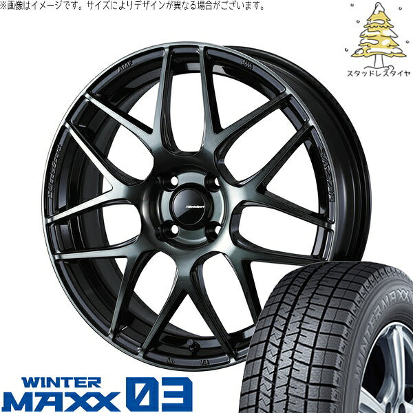 ダンロップ ウィンターマックス03 165/50R15 ＋ ウェッズスポーツ SA27R ウォースブラッククリアー 15インチ 5J +45 4H100P スタッドレス・ホイール4本セット。1枚目。