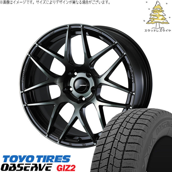 トーヨータイヤ OBSERVE 215/45R18 ＋ ウェッズスポーツ SA27R ウォースブラッククリアー 18インチ 8J +42 5H114.3P スタッドレス・ホイール4本セット。1枚目。