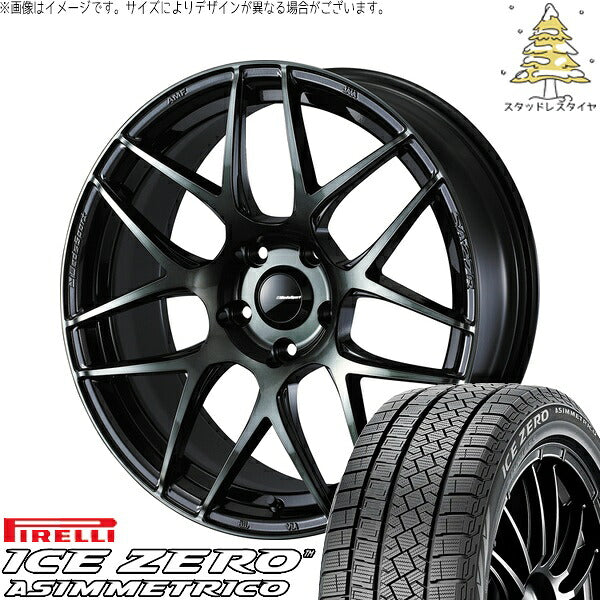 ピレリ アイスゼロアシンメトリコ 215/55R17 ＋ ウェッズスポーツ SA27R ウォースブラッククリアー 17インチ 7.5J +45 5H114.3P スタッドレス・ホイール4本セット。1枚目。