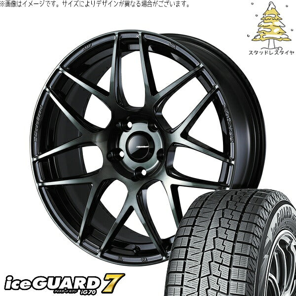 ヨコハマタイヤ アイスガードセブン IG70 225/45R18 ＋ ウェッズスポーツ SA27R ウォースブラッククリアー 18インチ 7.5J +45 5H100P スタッドレス・ホイール4本セット。1枚目。