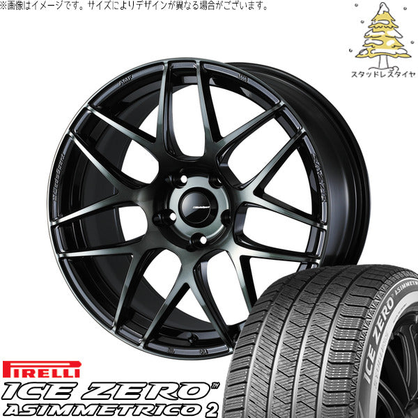 ピレリ アイスゼロアシンメトリコ2 225/50R18 ＋ ウェッズスポーツ SA27R ウォースブラッククリアー 18インチ 7.5J +35 5H114.3P スタッドレス・ホイール4本セット。1枚目。