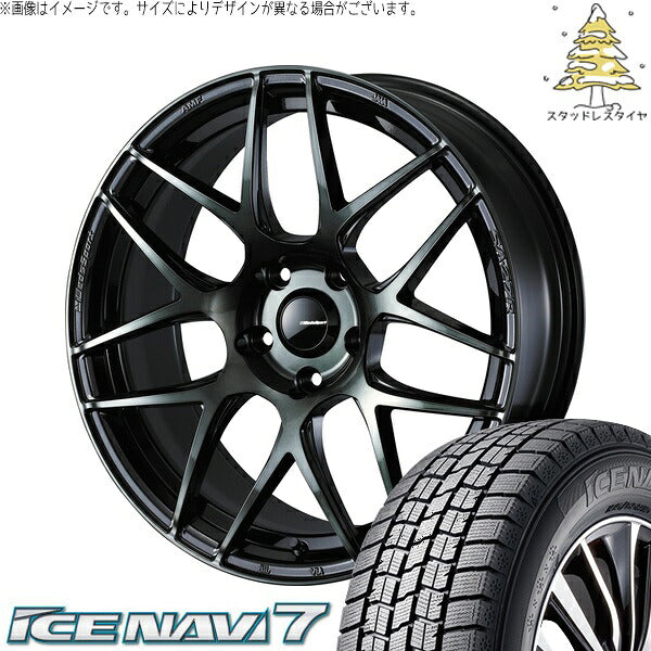 グッドイヤー アイスナビ7 225/45R18 ＋ ウェッズスポーツ SA27R ウォースブラッククリアー 18インチ 7.5J +45 5H100P スタッドレス・ホイール4本セット。1枚目。