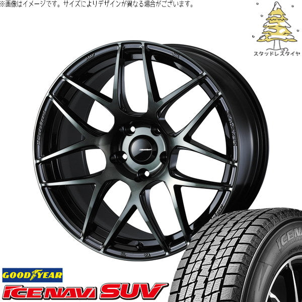 グッドイヤー アイスナビ SUV 225/60R18 ＋ ウェッズスポーツ SA27R ウォースブラッククリアー 18インチ 7.5J +45 5H114.3P スタッドレス・ホイール4本セット。1枚目。