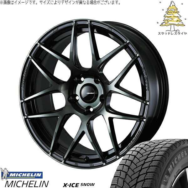 ミシュラン エックスアイス スノー 235/55R18 ＋ ウェッズスポーツ SA27R ウォースブラッククリアー 18インチ 7.5J +35 5H114.3P スタッドレス・ホイール4本セット。1枚目。