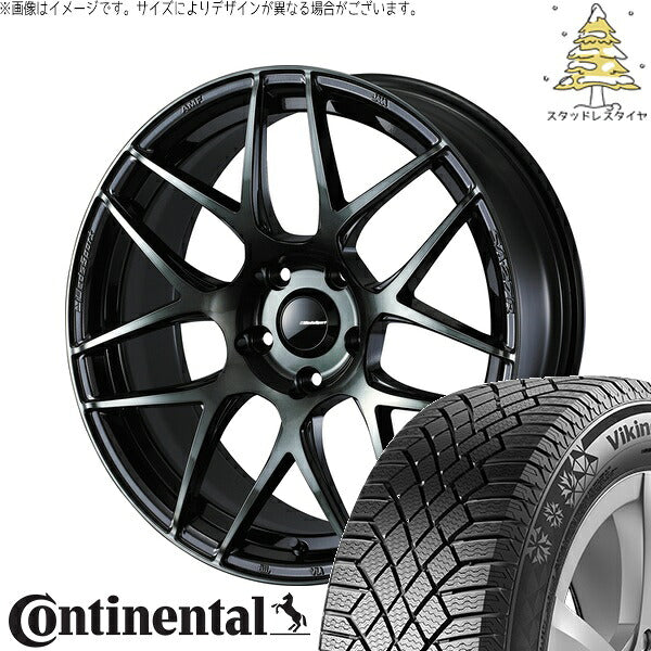 コンチネンタル バイキングコンタクト7 225/55R17 ＋ ウェッズスポーツ SA27R ウォースブラッククリアー 17インチ 7J +45 5H100P スタッドレス・ホイール4本セット。1枚目。