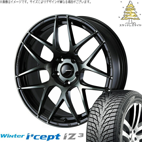 ハンコック ウィンターアイセプト IZ3 W636 215/60R17 ＋ ウェッズスポーツ SA27R ウォースブラッククリアー 17インチ 7J +48 5H114.3P スタッドレス・ホイール4本セット。1枚目。