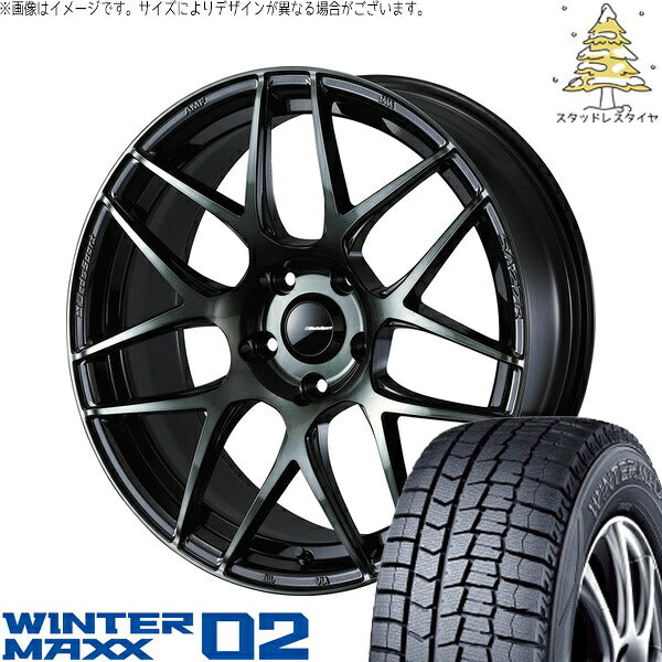 ダンロップ ウィンターマックス02 215/60R17 ＋ ウェッズスポーツ SA27R ウォースブラッククリアー 17インチ 7J +48 5H114.3P スタッドレス・ホイール4本セット。1枚目。