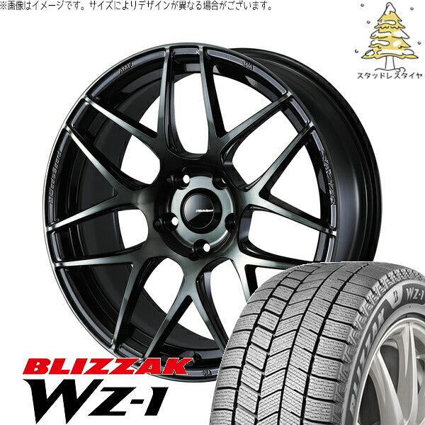 ブリヂストン ブリザック WZ-1 225/50R18 ＋ ウェッズスポーツ SA27R ウォースブラッククリアー 18インチ 7.5J +45 5H114.3P スタッドレス・ホイール4本セット。1枚目。