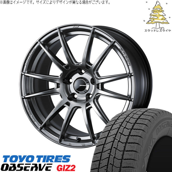 トーヨータイヤ OBSERVE 175/60R16 ＋ ウェッズスポーツ SA62R プラチナシルバーブラック 16インチ 5J +45 4H100P スタッドレス・ホイール4本セット。1枚目。