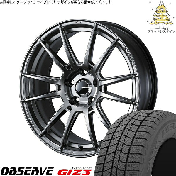 トーヨータイヤ オブザーブ GIZ3 225/40R18 ＋ ウェッズスポーツ SA62R プラチナシルバーブラック 18インチ 8J +42 5H114.3P スタッドレス・ホイール4本セット。1枚目。