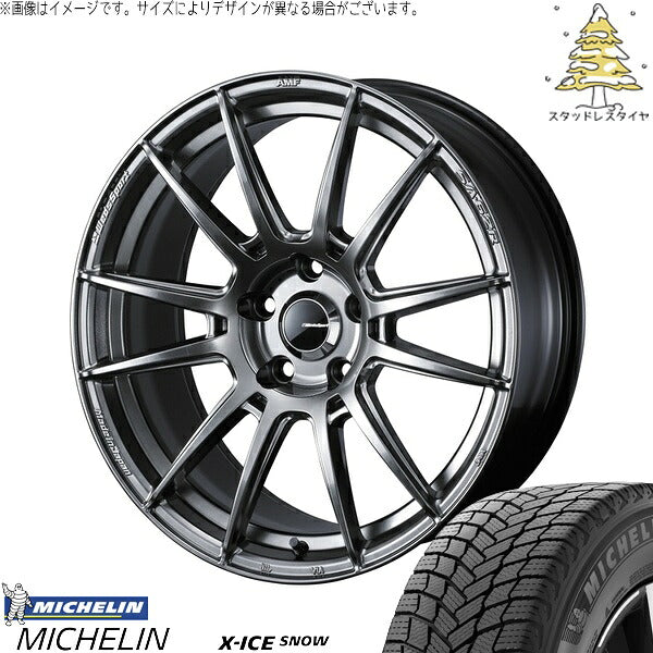 ミシュラン エックスアイス スノー 215/50R17 ＋ ウェッズスポーツ SA62R プラチナシルバーブラック 17インチ 7J +53 5H114.3P スタッドレス・ホイール4本セット。1枚目。