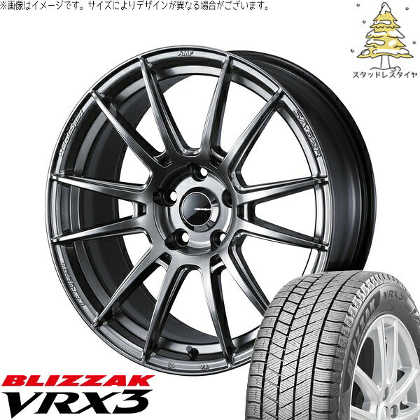 ブリヂストン ブリザック VRX3 215/40R18 ＋ ウェッズスポーツ SA62R プラチナシルバーブラック 18インチ 8J +42 5H114.3P スタッドレス・ホイール4本セット。1枚目。