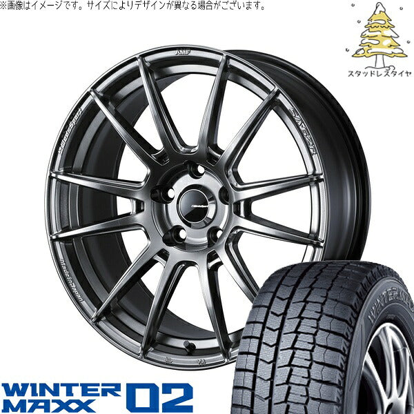 ダンロップ ウィンターマックス02 215/50R17 ＋ ウェッズスポーツ SA62R プラチナシルバーブラック 17インチ 7J +48 5H114.3P スタッドレス・ホイール4本セット。1枚目。