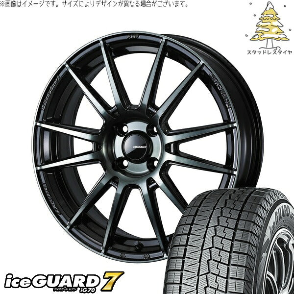 ヨコハマタイヤ アイスガードセブン IG70 195/65R15 ＋ ウェッズスポーツ SA62R ウォースブラッククリアー 15インチ 6J +48 4H100P スタッドレス・ホイール4本セット。1枚目。