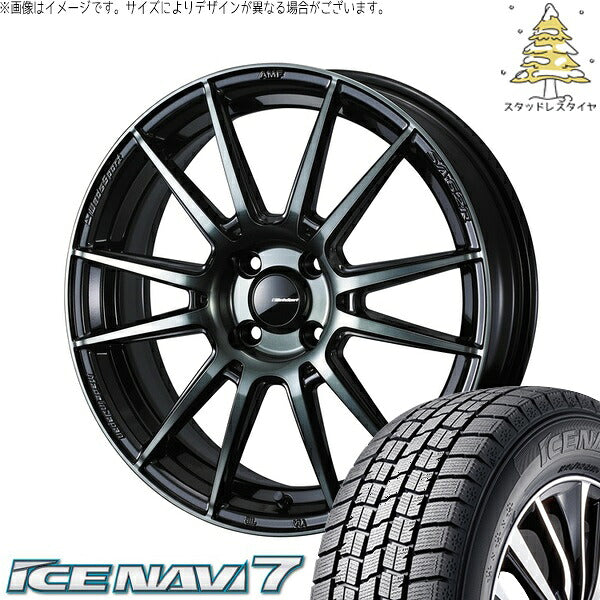 グッドイヤー アイスナビ7 175/65R15 ＋ ウェッズスポーツ SA62R ウォースブラッククリアー 15インチ 6J +48 4H100P スタッドレス・ホイール4本セット。1枚目。