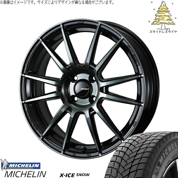 ミシュラン エックスアイス スノー 195/60R15 ＋ ウェッズスポーツ SA62R ウォースブラッククリアー 15インチ 6J +48 4H100P スタッドレス・ホイール4本セット。1枚目。