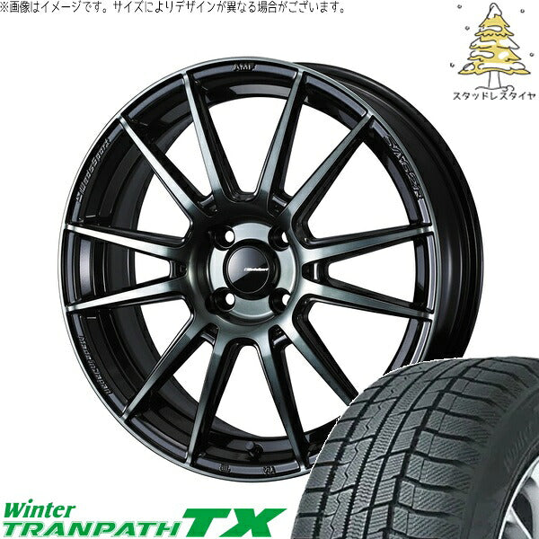トーヨータイヤ ウィンタートランパス TX 165/55R15 ＋ ウェッズスポーツ SA62R ウォースブラッククリアー 15インチ 6J +48 4H100P スタッドレス・ホイール4本セット。1枚目。
