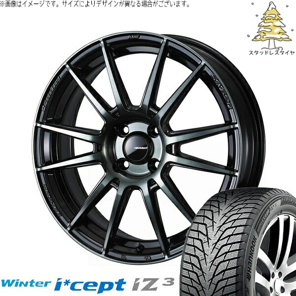ハンコック ウィンターアイセプト IZ3 W636 195/55R16 ＋ ウェッズスポーツ SA62R ウォースブラッククリアー 16インチ 6.5J +50 4H100P スタッドレス・ホイール4本セット。1枚目。