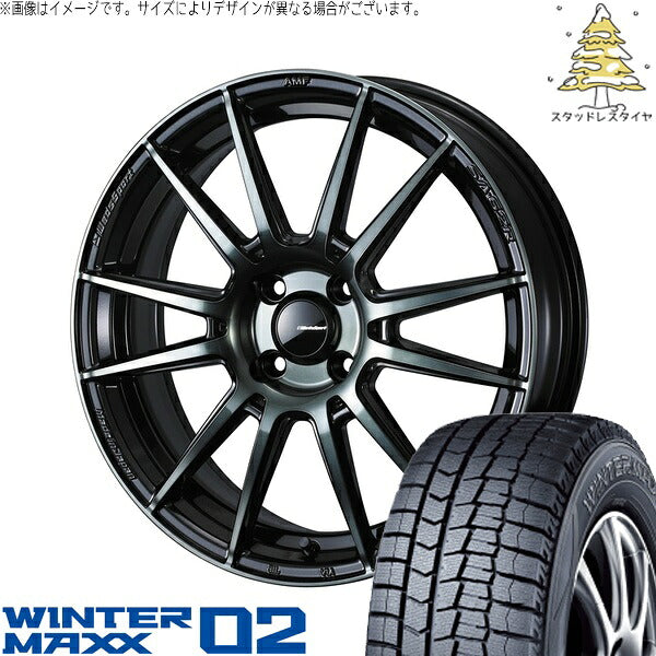 ダンロップ ウィンターマックス02 175/60R16 ＋ ウェッズスポーツ SA62R ウォースブラッククリアー 16インチ 5J +45 4H100P スタッドレス・ホイール4本セット。1枚目。