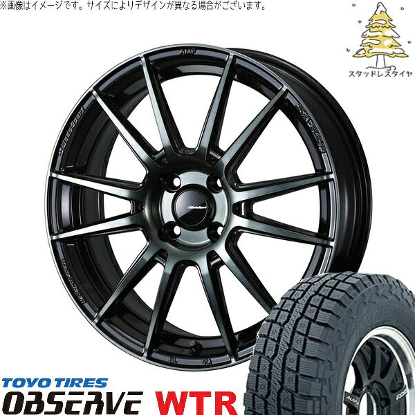 トーヨータイヤ オブザーブ W/T-R 215/65R16 ＋ ウェッズスポーツ SA62R ウォースブラッククリアー 16インチ 6.5J +42 4H100P スタッドレス・ホイール4本セット。1枚目。