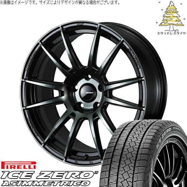 ピレリ アイスゼロアシンメトリコ 225/60R18 ＋ ウェッズスポーツ SA62R ウォースブラッククリアー 18インチ 7.5J +45 5H114.3P スタッドレス・ホイール4本セット。1枚目。