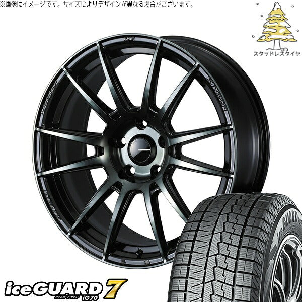 ヨコハマタイヤ アイスガードセブン IG70 235/60R18 ＋ ウェッズスポーツ SA62R ウォースブラッククリアー 18インチ 8J +42 5H114.3P スタッドレス・ホイール4本セット。1枚目。
