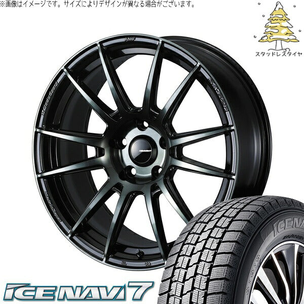 グッドイヤー アイスナビ7 235/50R18 ＋ ウェッズスポーツ SA62R ウォースブラッククリアー 18インチ 7.5J +35 5H114.3P スタッドレス・ホイール4本セット。1枚目。