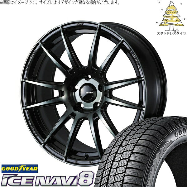 グッドイヤー アイスナビ8 235/50R18 ＋ ウェッズスポーツ SA62R ウォースブラッククリアー 18インチ 8.5J +45 5H114.3P スタッドレス・ホイール4本セット。1枚目。
