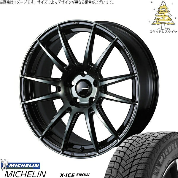 ミシュラン エックスアイス スノー 225/65R17 ＋ ウェッズスポーツ SA62R ウォースブラッククリアー 17インチ 7J +40 5H114.3P スタッドレス・ホイール4本セット。1枚目。