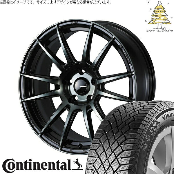 コンチネンタル バイキングコンタクト7 225/55R17 ＋ ウェッズスポーツ SA62R ウォースブラッククリアー 17インチ 7.5J +45 5H114.3P スタッドレス・ホイール4本セット。1枚目。