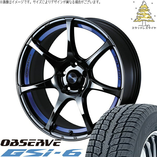 トーヨータイヤ オブザーブ Gsi-6 235/60R18 ＋ ウェッズスポーツ SA75R ブルーライトクローム2 18インチ 7.5J +35 5H114.3P スタッドレス・ホイール4本セット。1枚目。