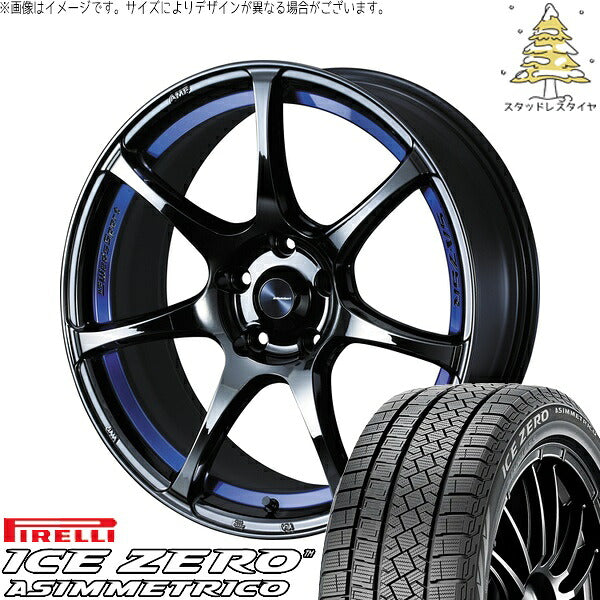 ピレリ アイスゼロアシンメトリコ 215/50R18 ＋ ウェッズスポーツ SA75R ブルーライトクローム2 18インチ 8J +42 5H114.3P スタッドレス・ホイール4本セット。1枚目。