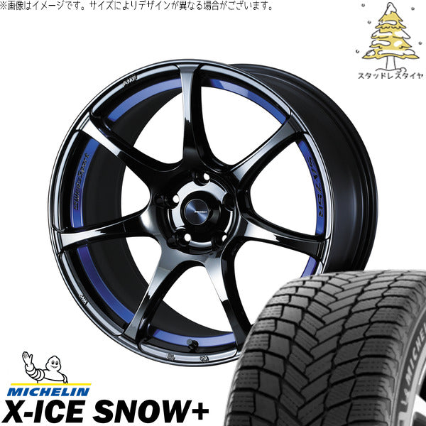 ミシュラン エックスアイス スノー+ 225/45R18 ＋ ウェッズスポーツ SA75R ブルーライトクローム2 18インチ 7.5J +35 5H114.3P スタッドレス・ホイール4本セット。1枚目。