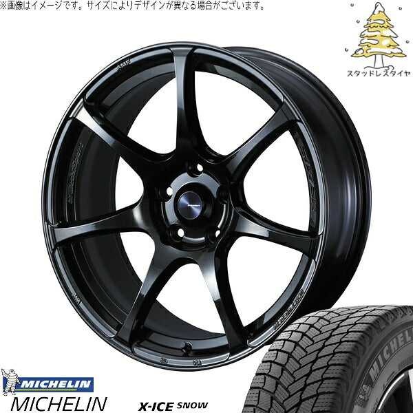ミシュラン エックスアイス スノー 225/45R18 ＋ ウェッズスポーツ SA75R ハイパーブラッククリア2 18インチ 7.5J +45 5H114.3P スタッドレス・ホイール4本セット。1枚目。