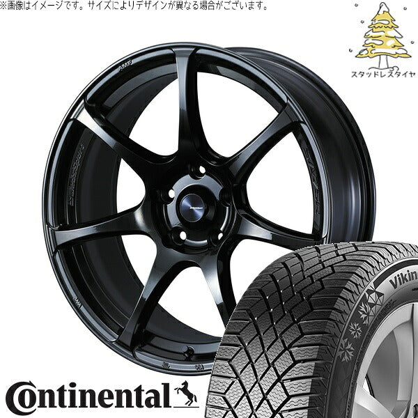 コンチネンタル バイキングコンタクト7 185/60R15 ＋ ウェッズスポーツ SA75R ハイパーブラッククリア2 15インチ 6J +48 4H100P スタッドレス・ホイール4本セット。1枚目。