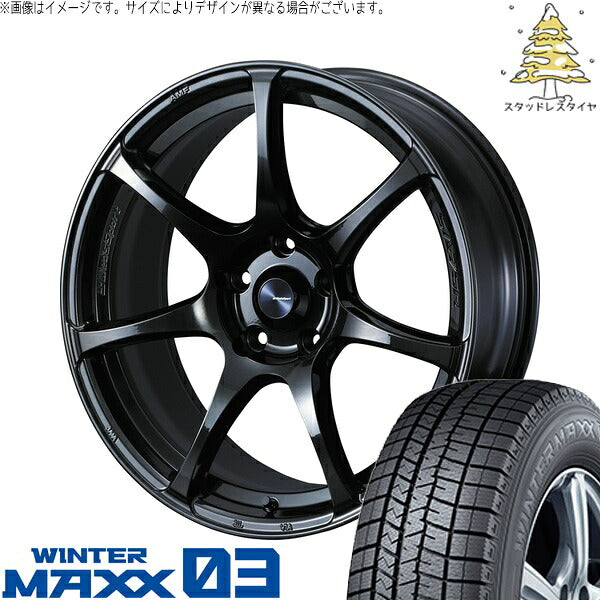 ダンロップ ウィンターマックス03 215/50R17 ＋ ウェッズスポーツ SA75R ハイパーブラッククリア2 17インチ 7J +48 5H114.3P スタッドレス・ホイール4本セット。1枚目。
